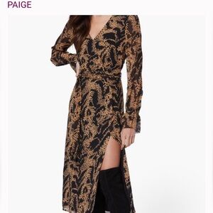 PAIGE Black and Tan Long Sleeve Dress
